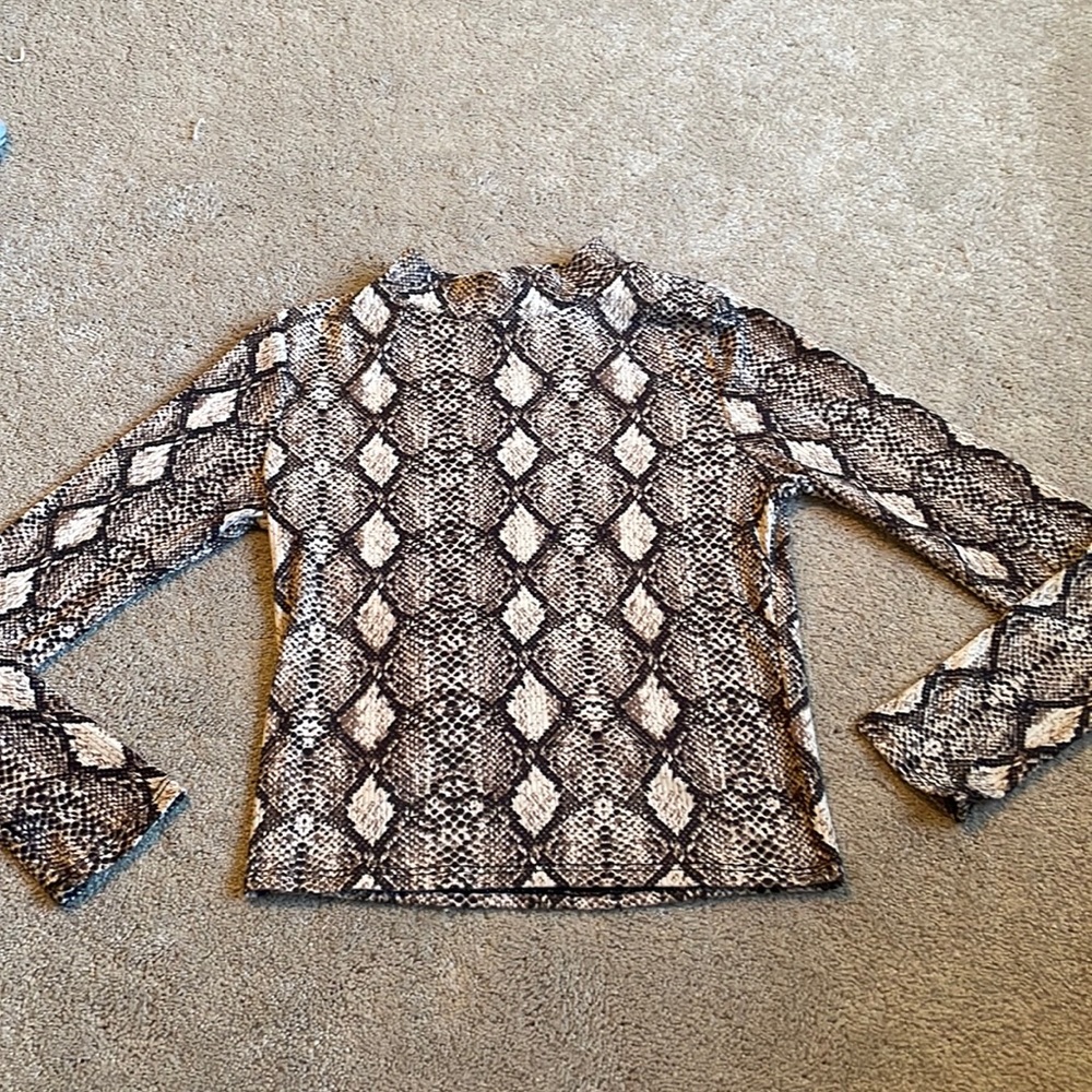 Caution to the wind snake skin long sleeve top